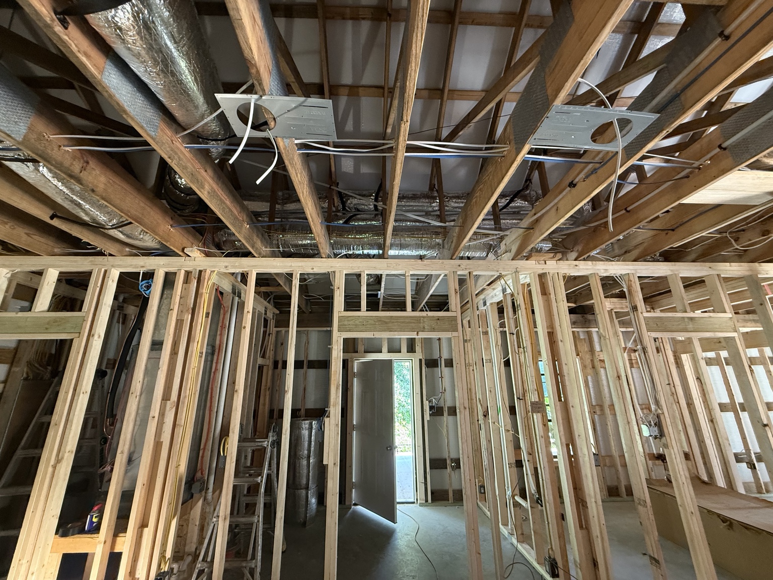 New construction HVAC ductwork and supply boots installed in a Shreveport, Louisiana home