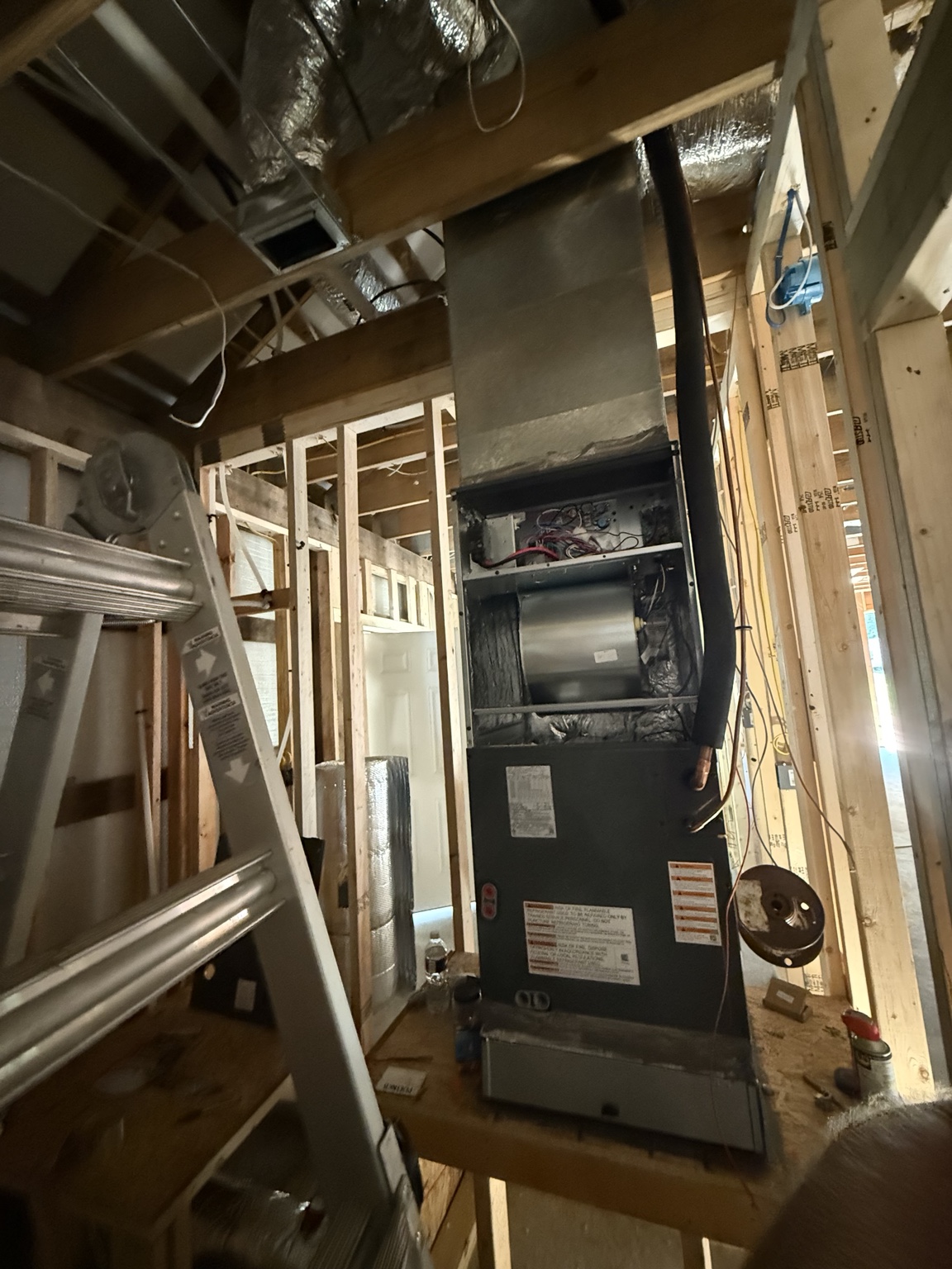 New air handler installed in a new construction home in Shreveport, Louisiana